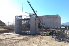 Ejecución de dinteles y estribos del viaducto de Tercia. 02/2023. Foto Adif Alta Velocidad